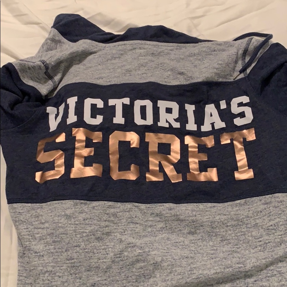 Victoria Secret navy/grey block hoodie